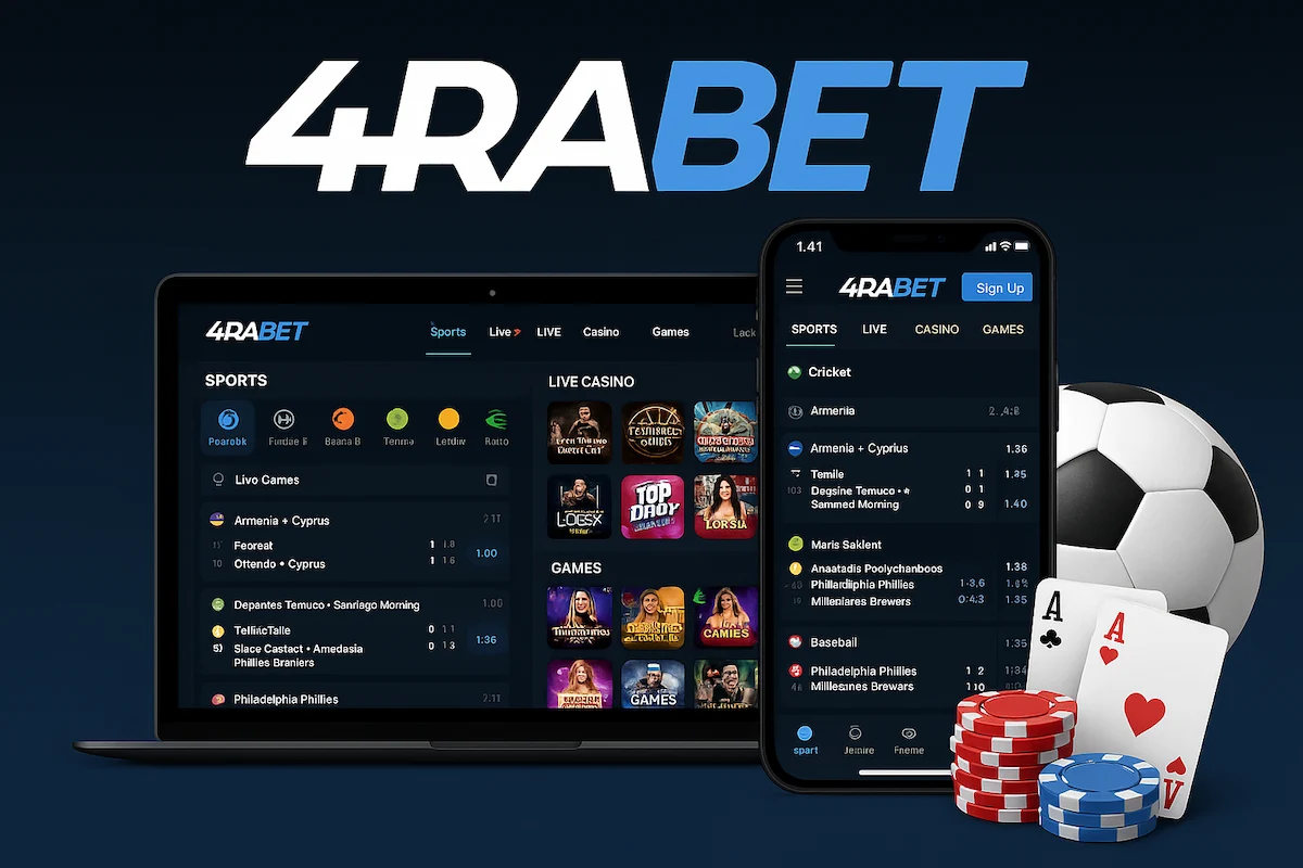 4rabet India online casino and sportsbook on laptop and mobile, play slots, live casino, and cricket betting with exclusive 4rabet bonus up to ₹20,000